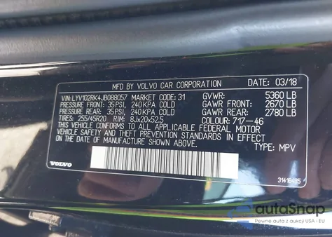 2018 Volvo Xc60 T5 Momentum из США, поврежденный, VIN LYV102RK4JB088057